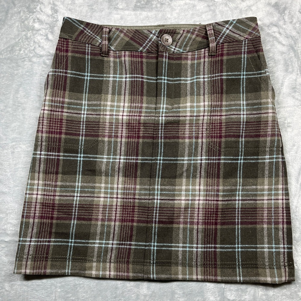 VTG Y2K Eddie Bauer‎ Plaid Mini Skirt Womens Wool Blend A-Line Lined Petite 6P